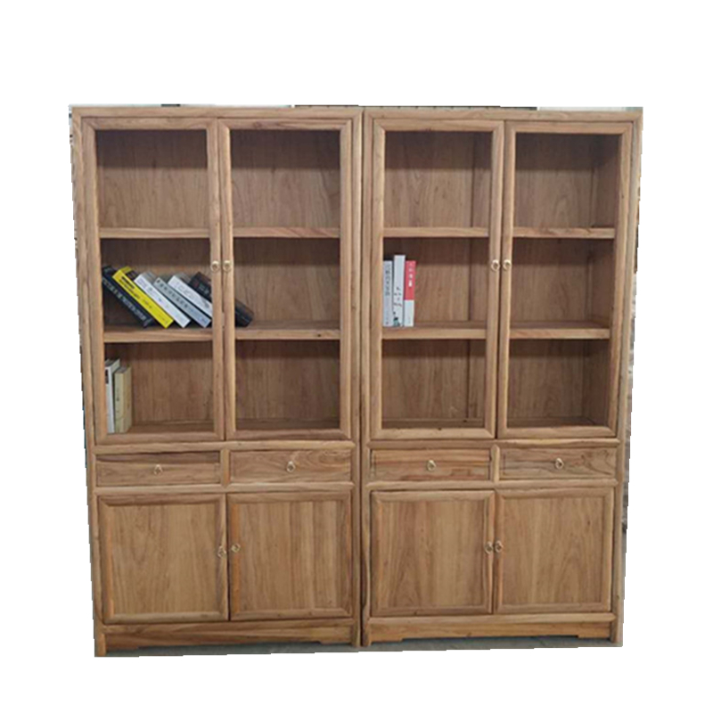 免漆中式博古架老榆木置物展示架仿古原实木书柜书架展柜家具