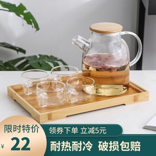 玻璃b冷水壶耐高温玻璃凉水壶大容量凉水杯茶壶家用凉水具套 日式