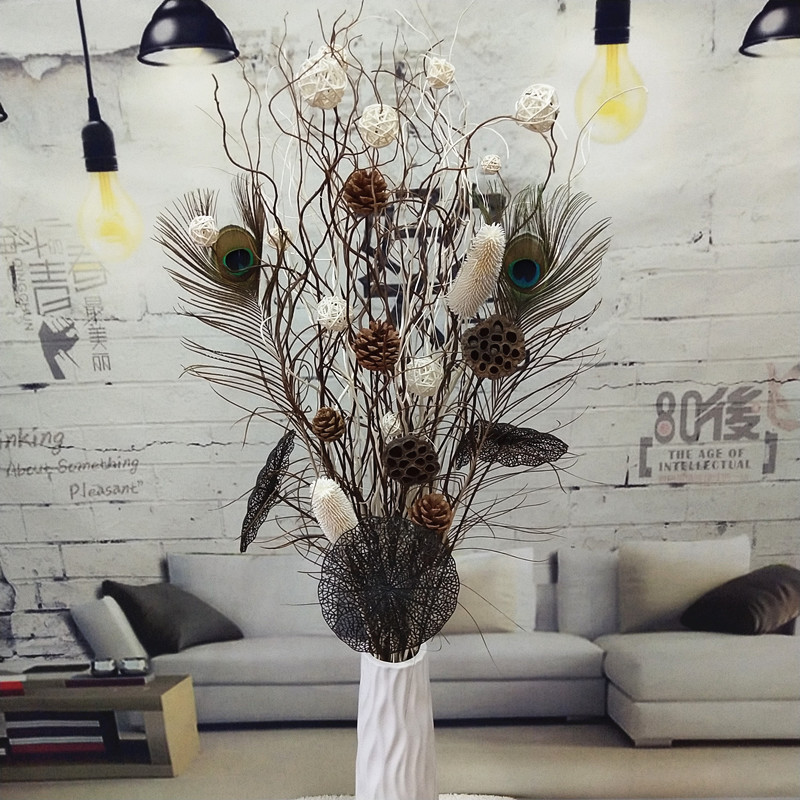 干花叶脉花曲柳天然树枝装饰客厅落地玄关隔断橱窗干枝装饰花