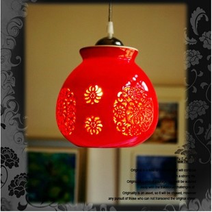 陶瓷中式灯具LD单头小吊灯走廊吧台玄关门厅阳台红灯笼吊灯