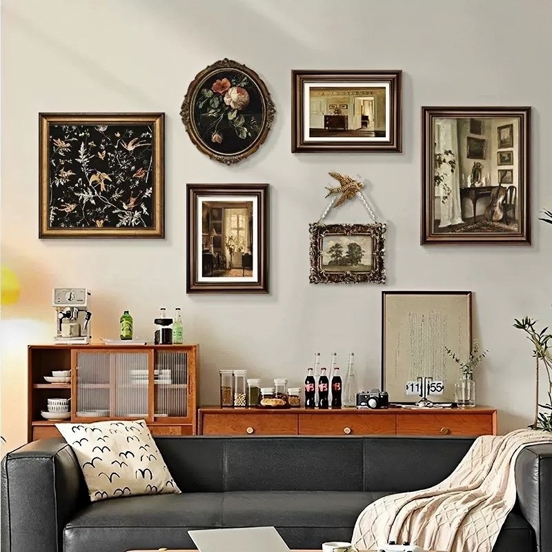 法式装饰画客厅沙发背景墙法式复古挂画组合高级感挂墙中古风壁画