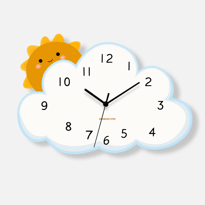 儿童房卧室挂钟2024新款客厅家用创意钟表现代简约挂墙时钟免打孔