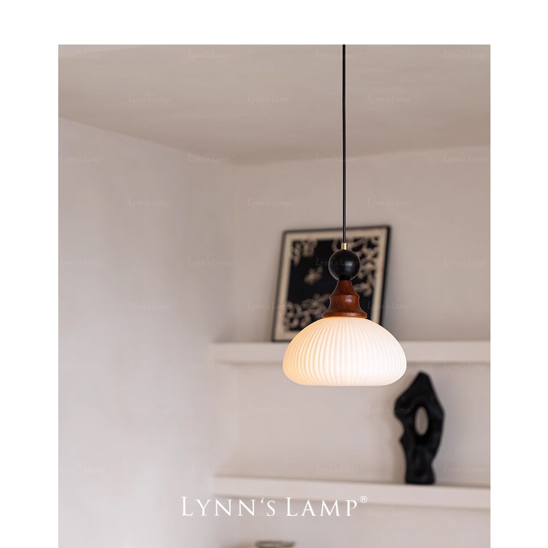 Lynns立意 复古风陶瓷小吊灯 实木床头餐厅中古吧台氛围感入户灯