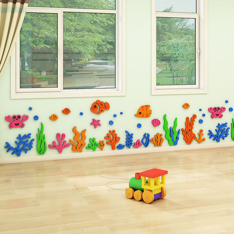 幼儿园楼梯墙面装饰踢脚板墙纸d立体卡通走廊教室墙角环境布置,家居饰品,文化墙贴,淘宝优惠券,粉丝福利购,淘宝优惠卷