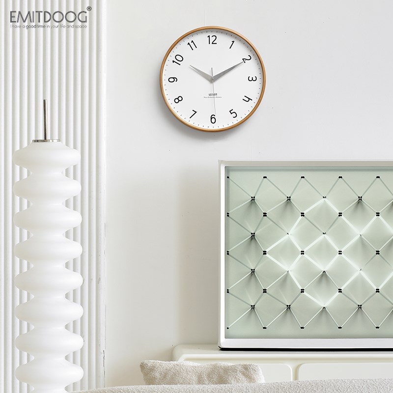 EMITDOOG免打孔钟表挂钟现代客厅家用简约餐厅极简大气时钟表挂墙