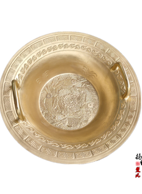 仿古龙洗盆婚庆铜盆聚宝盆洗脸洗脚黄铜盆鱼洗金盆洗手浴佛共振盆