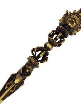 擦黑色马头大明王铜金刚杵摆件