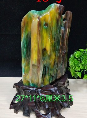 天然缅甸树化玉 绿料树化石奇石观赏石石头礼品收藏