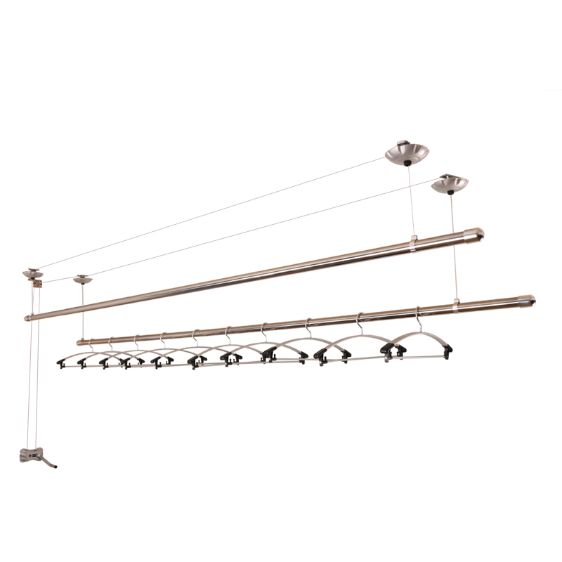 KFE手摇杆式不锈钢升降晾衣架晾衣杆圆杆阳台凉衣架安装