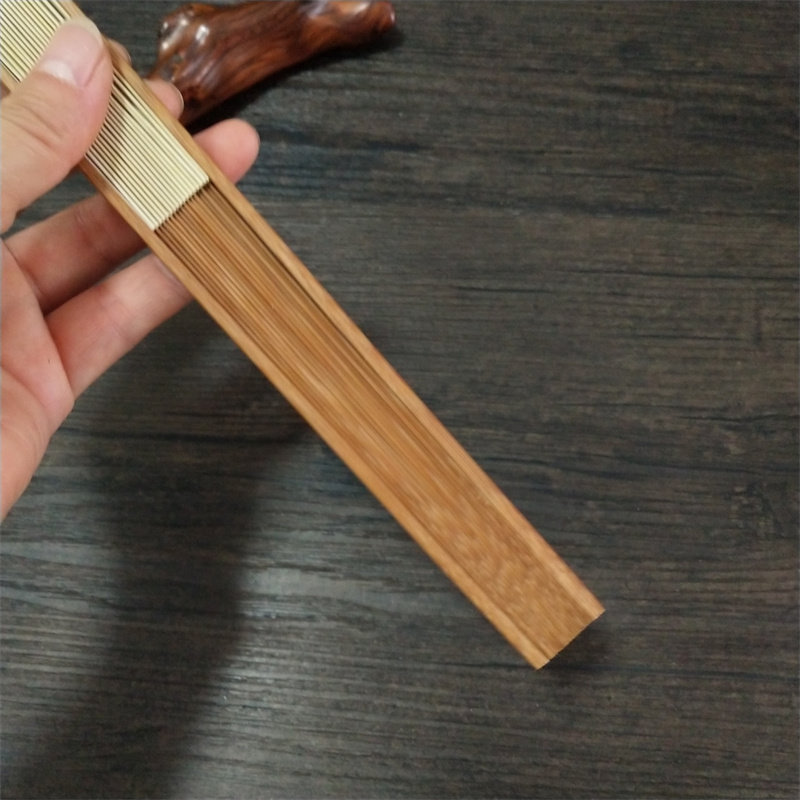 老艺人制作9.5寸水磨老料玉竹暗钉文玩折扇工艺扇子扇骨镜面复古