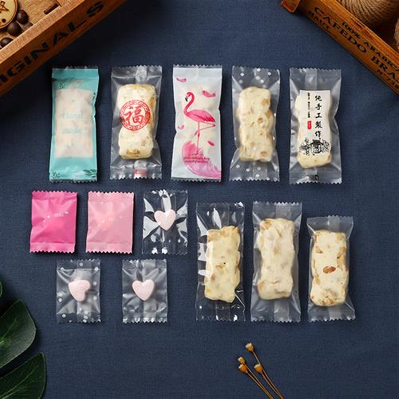 牛轧糖包装袋奶片机封口烘焙透明福字手工可爱小清新糖果纸1000个