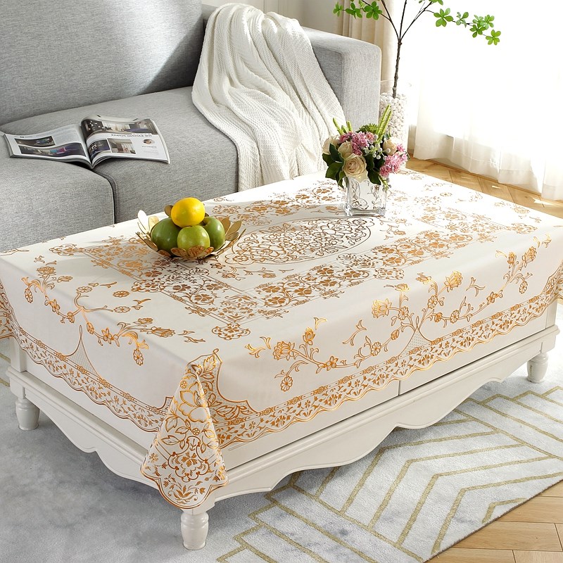 烫金桌布防水防烫防油免洗欧式餐桌台布茶几垫罩客厅家用茶几桌布