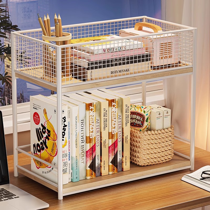 书包置物架滑轮筐家用可移动书桌底桌边学习小推车落地双层存放柜