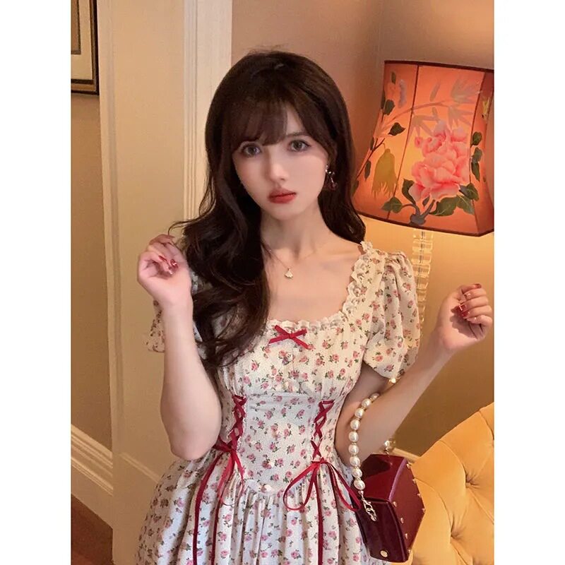 2026夏季小清新碎花裙森