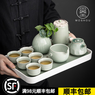 墨守 家用简约陶瓷茶壶茶杯功夫茶具小套带茶盘礼盒 日式 茶具套装