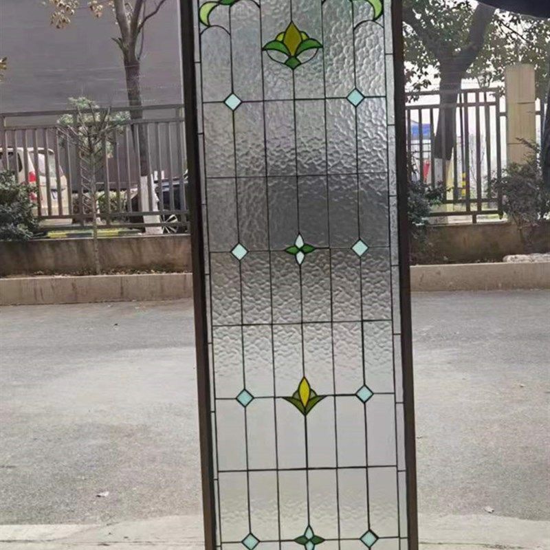 定制彩绘钢化玻璃艺术教堂焊接镶嵌欧式门窗吊顶隔断透光面效果