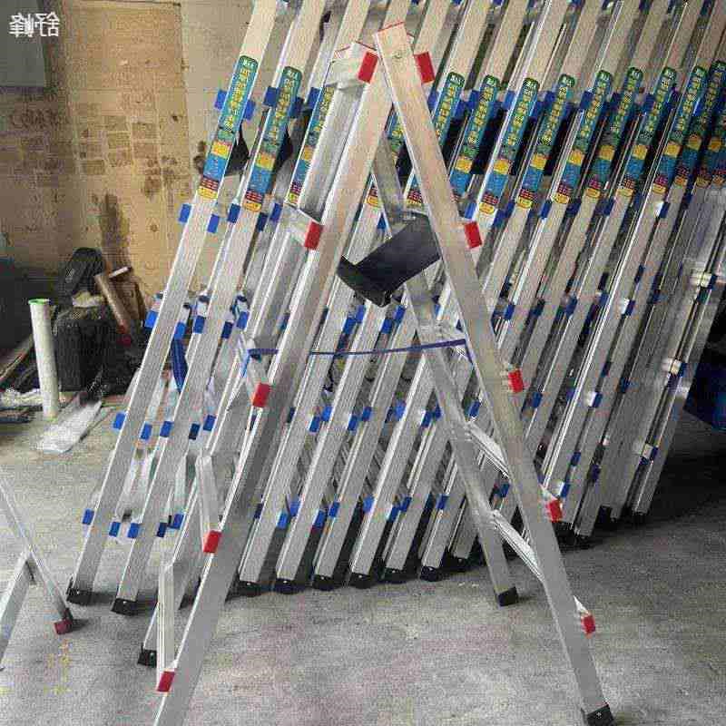 铝合金梯子可行走人字梯加厚焊接工程梯木工移动装修家用折叠铝梯