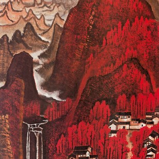 李染万山红遍客厅中堂挂画玄关茶室风景装饰画高