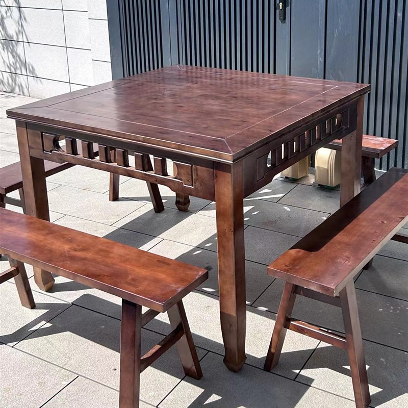 全实木八仙桌正方形老式桌子家用餐桌饭店餐馆中式小方桌吃饭桌子
