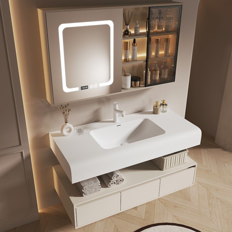 四季沐歌奶油风肤感一体盆浴室柜洗漱台洗脸盆洗手盆柜,家装主材,浴室柜组合,淘宝优惠券,粉丝福利购,淘宝优惠卷