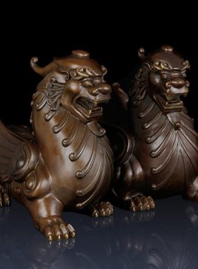 纯黄铜貔貅工艺品摆件铜貔貅家居饰品铜貔貅一对办公室装饰品貔貅