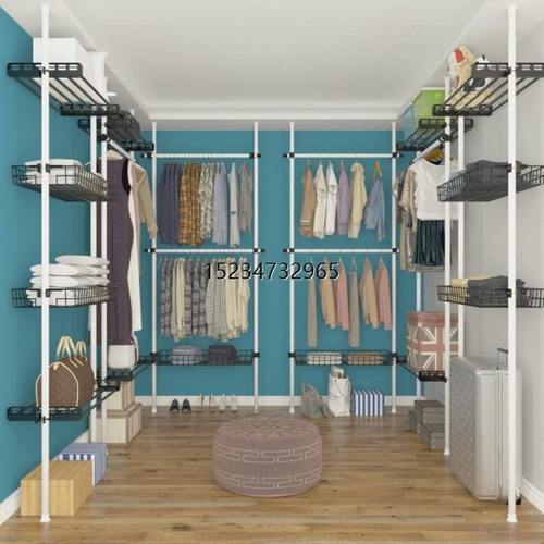 新疆西藏包邮顶天立地晾衣架置衣架加厚置物架组装落地杆神器卧室