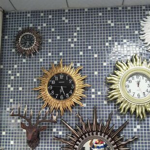 欧式挂钟客厅时钟静音大号复古太阳钟圆形石英钟表酒店宾馆大挂钟