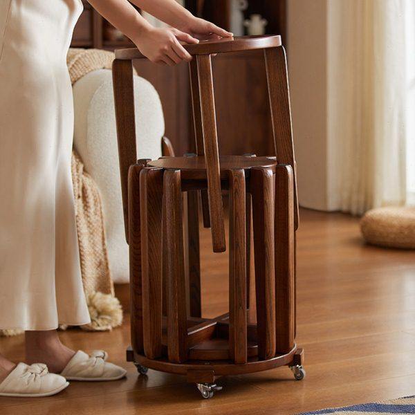 那澜多好实木凳子可叠放餐厅餐椅板凳边几家用叠叠乐圆凳组合餐凳