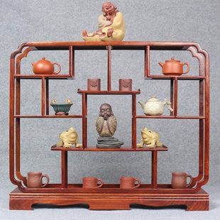 茶壶置物架桌面博古架实木中式多宝阁茶具架子紫砂壶摆放架茶杯架
