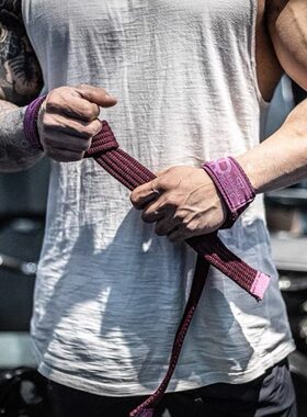 新款PR力量举助力带1字硬拉大重量加厚防滑8字轮子哥健身拉力带男