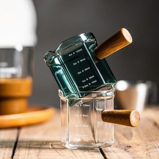 玻璃奶盅小容器咖啡小奶盅木柄量杯迷你西餐浇汁斗壶牛奶尖嘴杯子