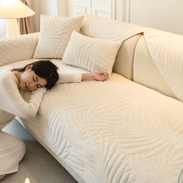 天鹅绒沙发垫法式奶油风冬季加厚2023新款防滑坐垫子毛绒沙发套罩