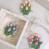 车载挂件郁金香汽车后视镜挂饰车内香薰女生汽车扩香石新车礼物