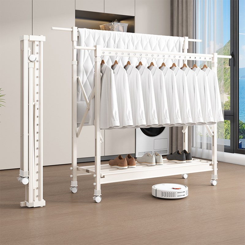晾衣架落地室内阳台家用r可折叠落地式晒衣杆不占地室外凉衣架神