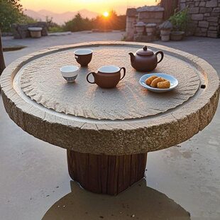 老旧石磨茶台石磨茶桌石磨茶台复古怀旧民间旧石器家用石桌摆件