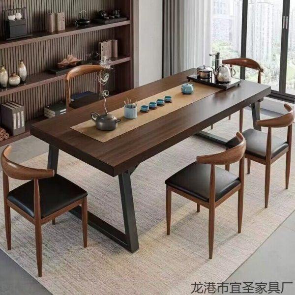 实木色茶桌椅组合一桌五椅喝茶桌新中式商谈公大板泡茶桌茶几桌,商业/办公家具,茶台/茶桌,淘宝优惠券,粉丝福利购,淘宝优惠卷