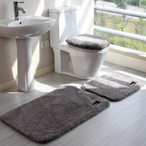 大达地垫加厚卫浴马桶二件套吸水防滑卫生间卧室脚垫座便圈马桶套