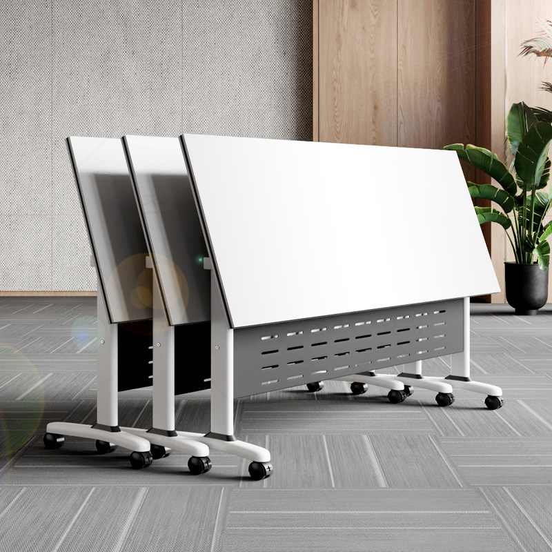 教育机构可折叠培训桌椅组合活y动拼接移动双人办公室长条桌会议