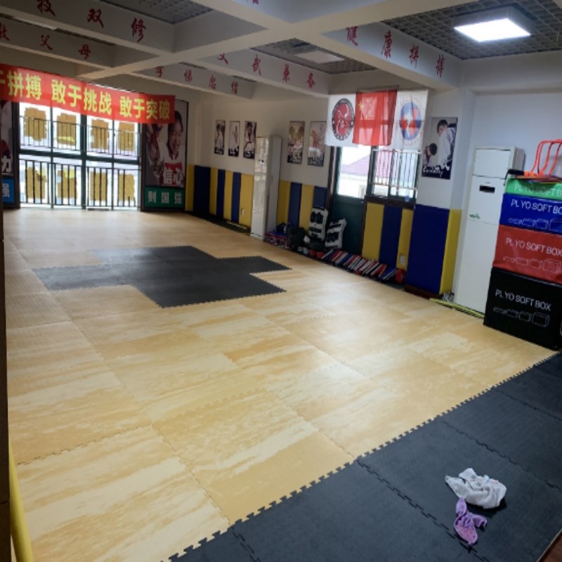 仿木纹泰拳防摔泡沫地垫1米*1米大号100100加厚3CM道馆训练垫子