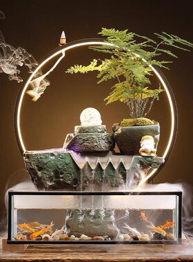 创意流水摆件室内客厅办公室装饰桌面循环水鱼缸开业乔迁礼品