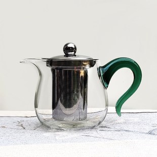 茶本堂玻璃耐热泡茶壶中式小清新分茶器公杯泡茶壶两用小号泡茶壶