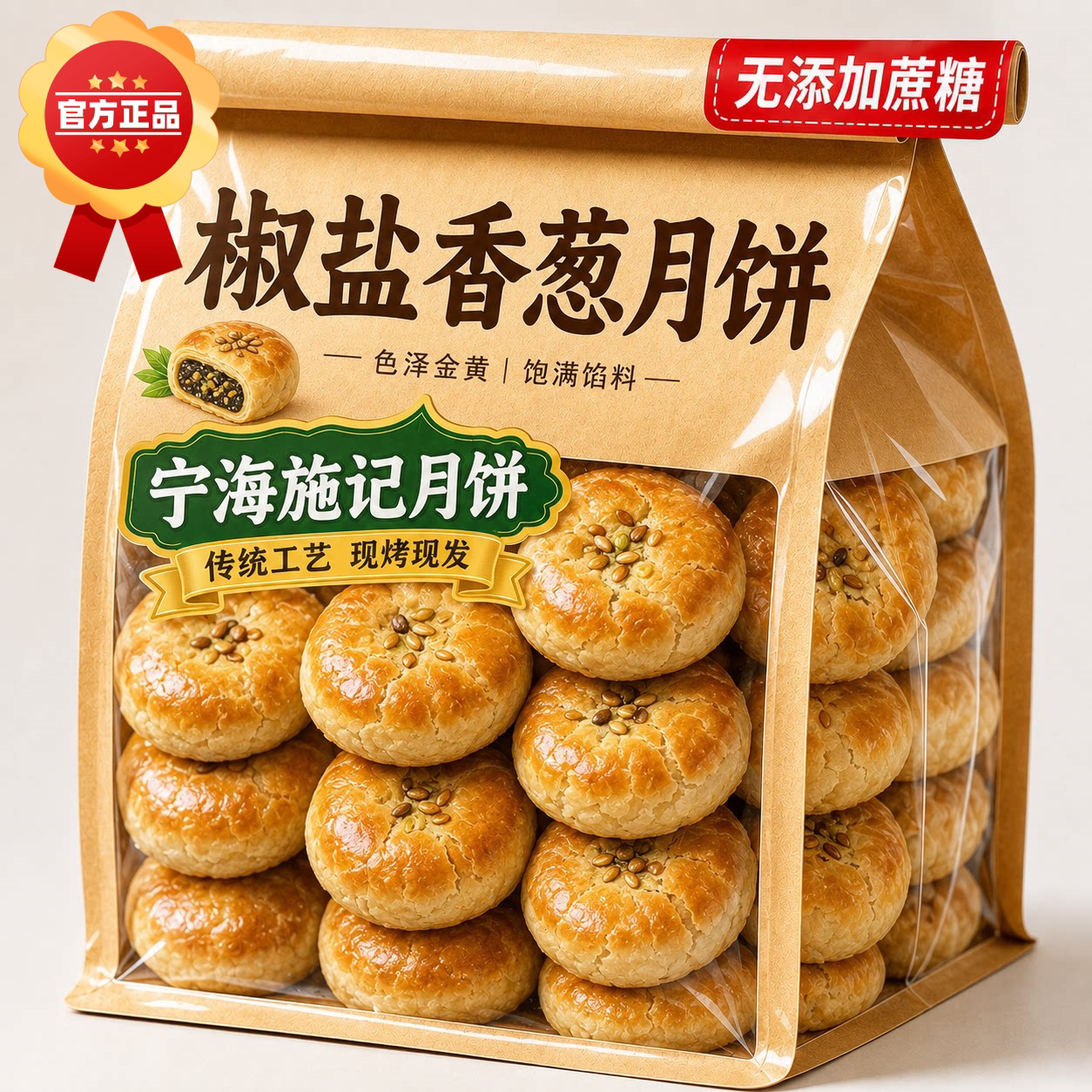 椒盐香葱月饼旗舰店浙江宁海特产酥皮椒盐老式手工月饼香葱苏式饼