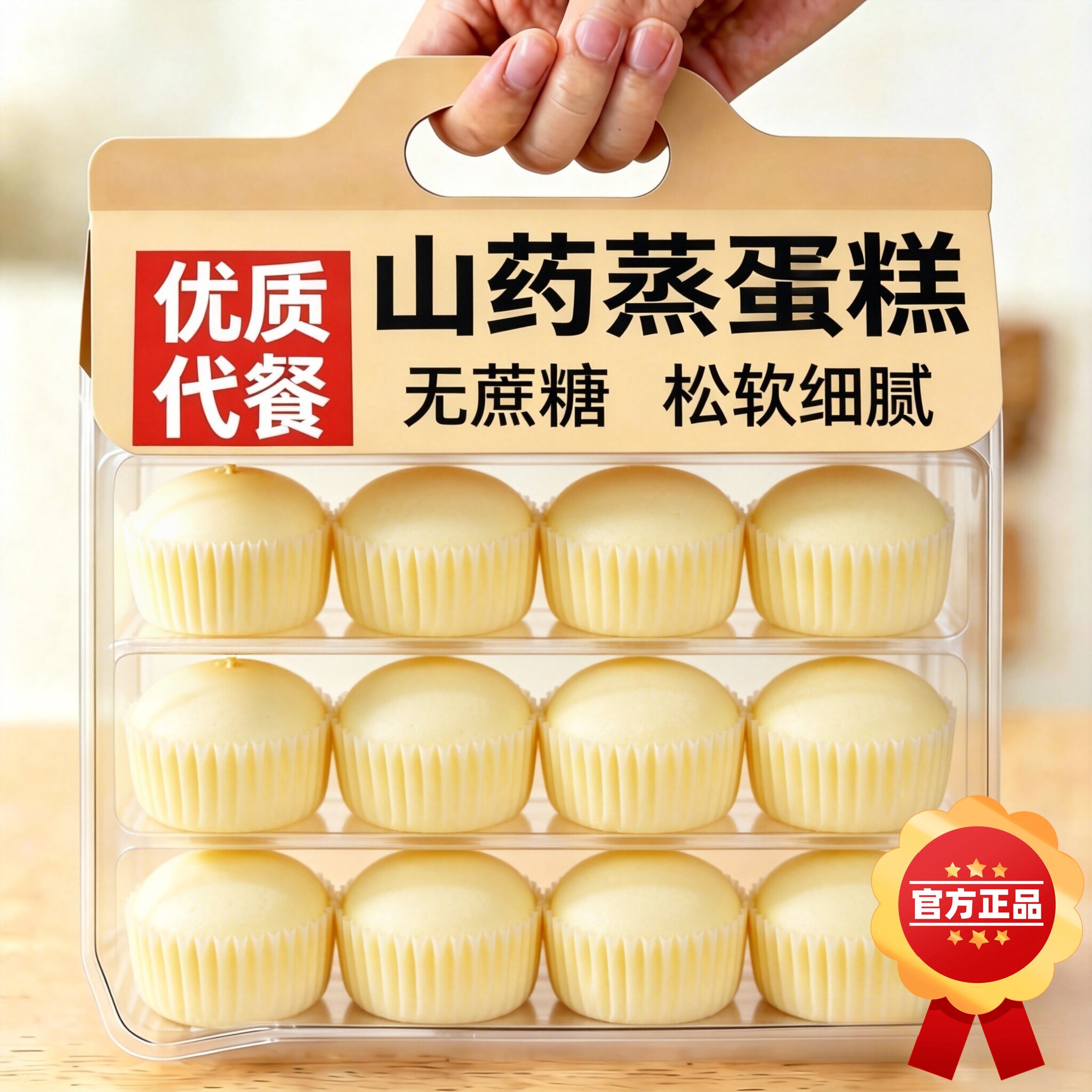 山药蒸蛋糕无蔗糖早餐面包糕点糖尿人专用健康零食无糖食品旗舰店