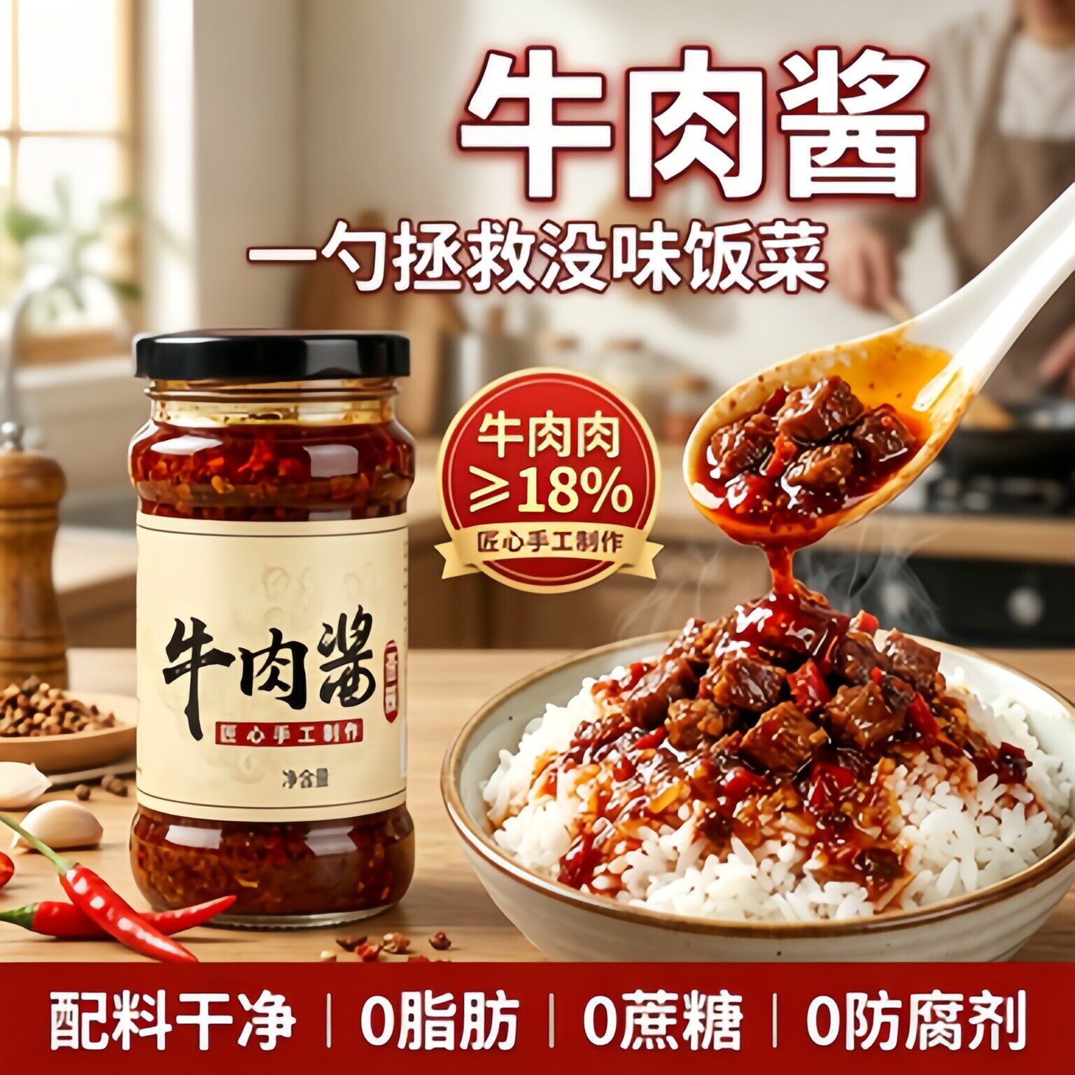 央妈严选牛肉酱拌饭酱五香香辣牛肉酱香菇酱拌饭神器官方旗舰店