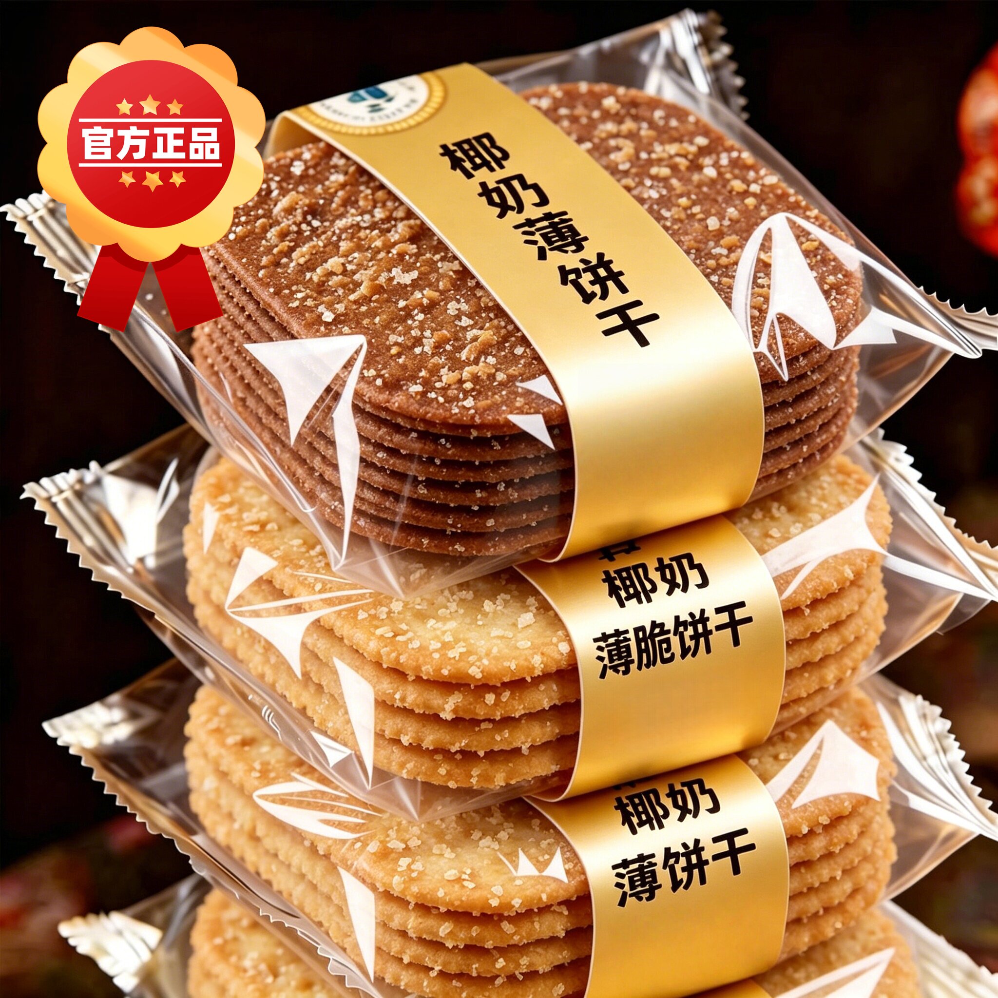 正宗椰奶薄脆饼干独立包装官方旗舰店早餐巧克力薄饼干休闲零食