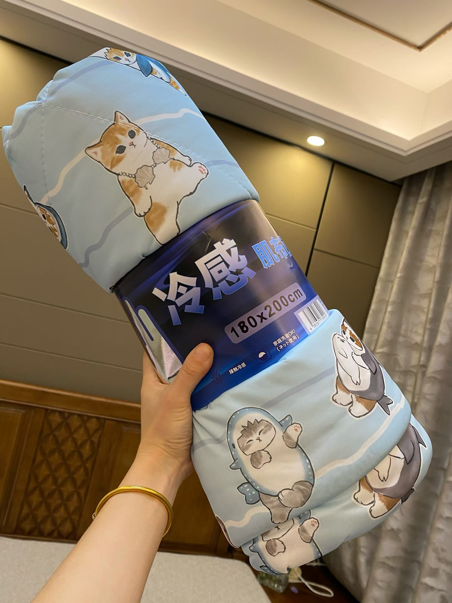 日单卡通蓝色海洋猫冷感被 被子