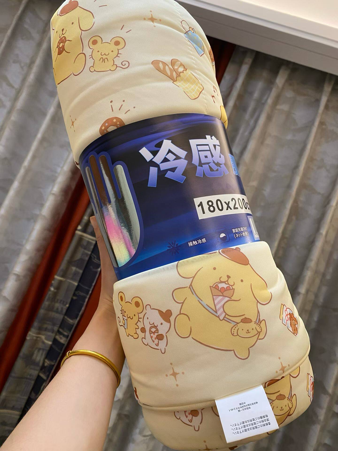 日单卡通黄色布丁狗冷感被空调被凉感被
