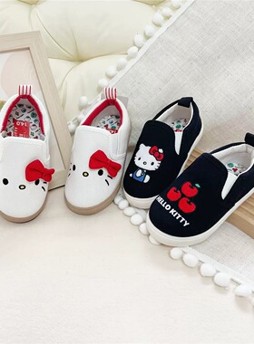 日单新品 联名款kitty儿童一脚蹬帆布鞋子 女童软底春秋板鞋