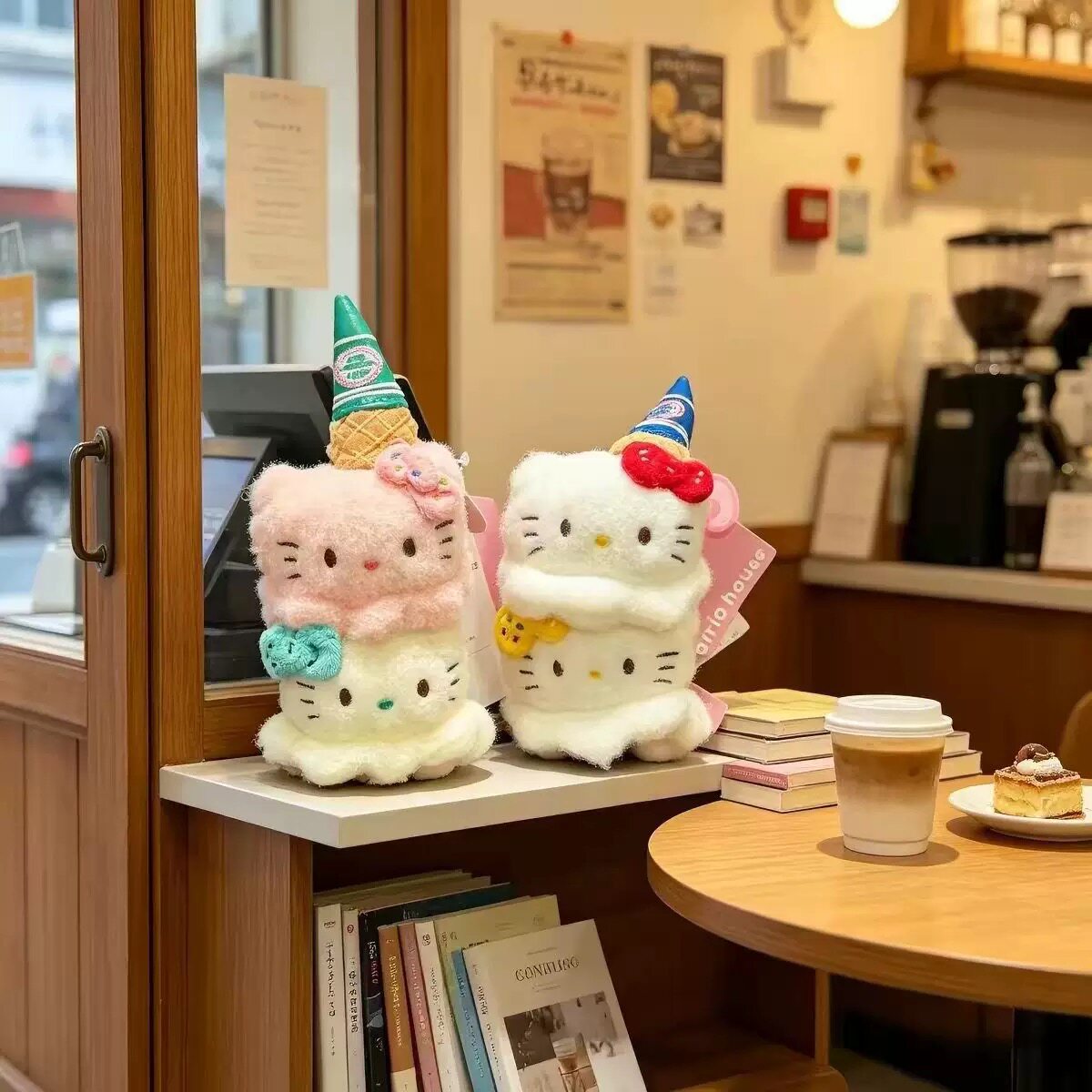 可爱冰淇淋甜筒双层猫咪毛绒挂件动漫水杯/居家/百货