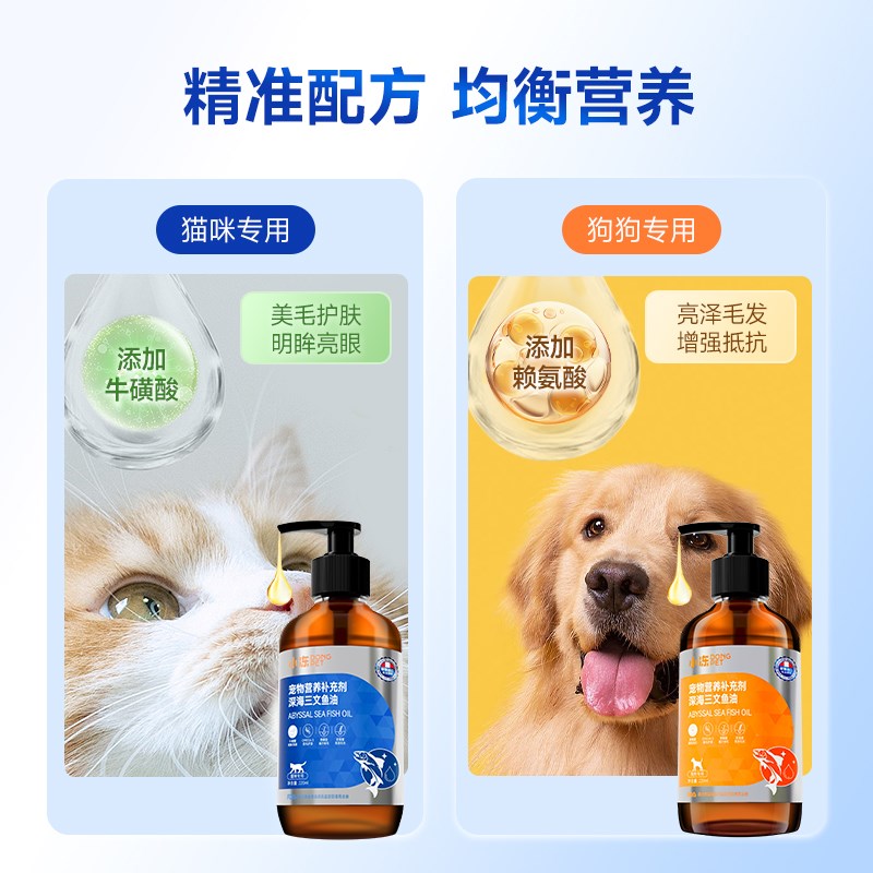 鱼油猫用宠物鱼肝油美毛防掉毛化毛膏猫咪三文鱼油犬用狗狗卵磷脂